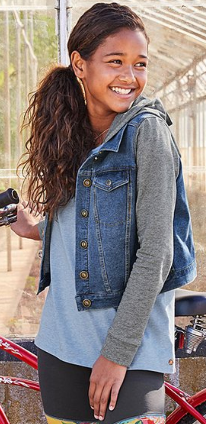 Cropped denim jacket with hood online