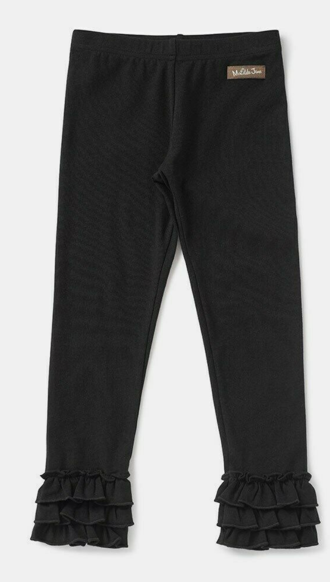 Onyx Black ruffle legging size 10 by Matilda Jane Caroline s