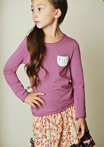 Marilyn Mauve Plum Shirt with Crochet Pocket, size 8 by Matilda Jane