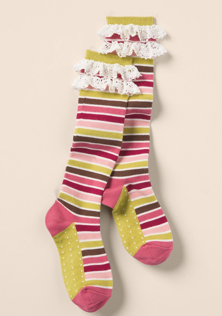 Color Wheel Striped knit knee high socks, Size M by Matilda Jane